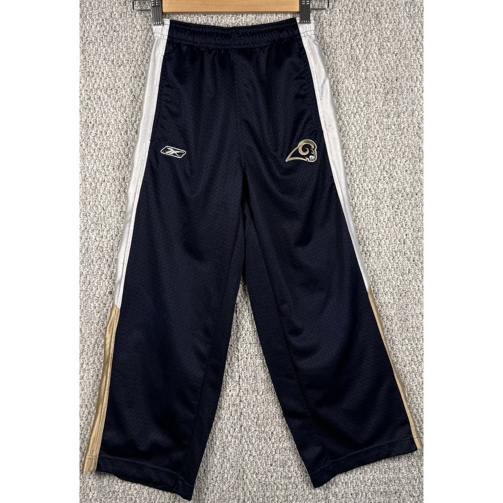 Reebok St Louis Rams Youth Small 8‎ Mesh Track Pants NFL Zip Hem Y2K Navy